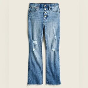 J Crew • Demi Boot Crop Jeans • Distressed Light Wash • Button Fly • 24P